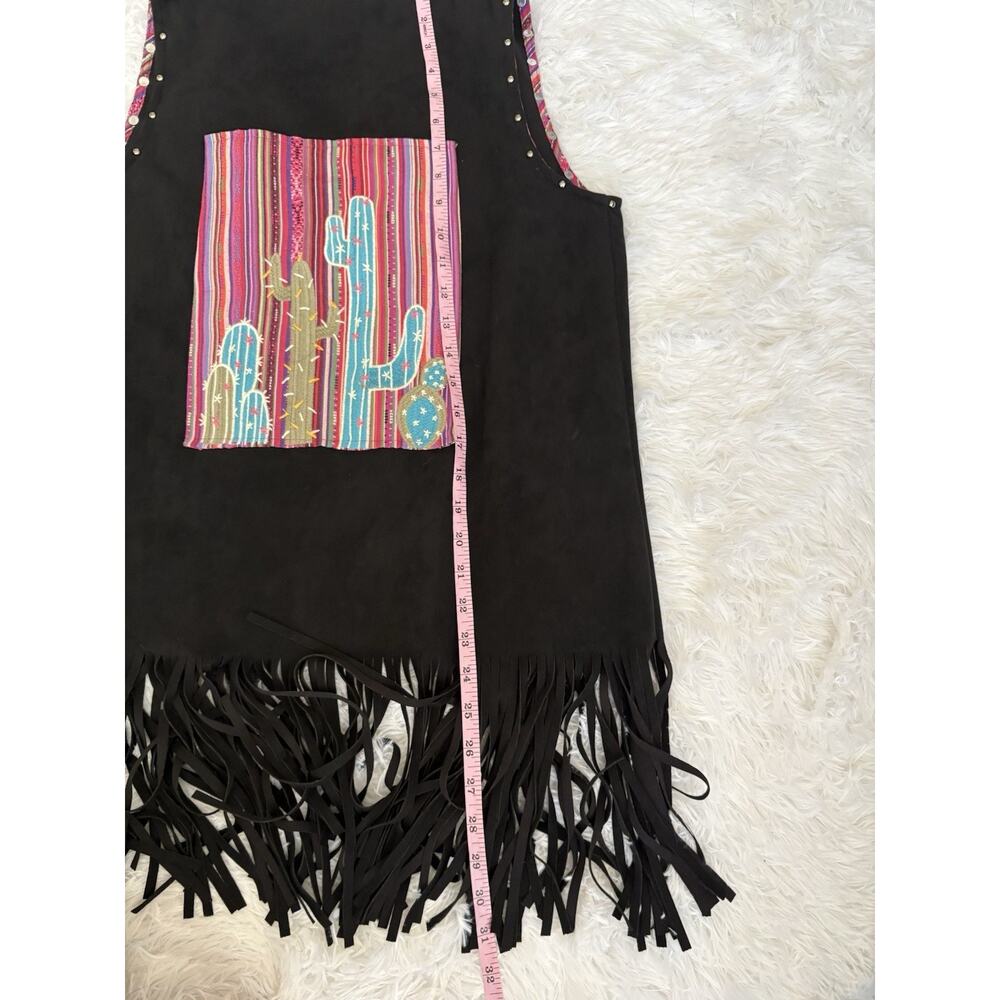 Andree My Unit S Black Cactus Fringe Suede Vest. Fun, Great Qual & Condition - Picture 13 of 14